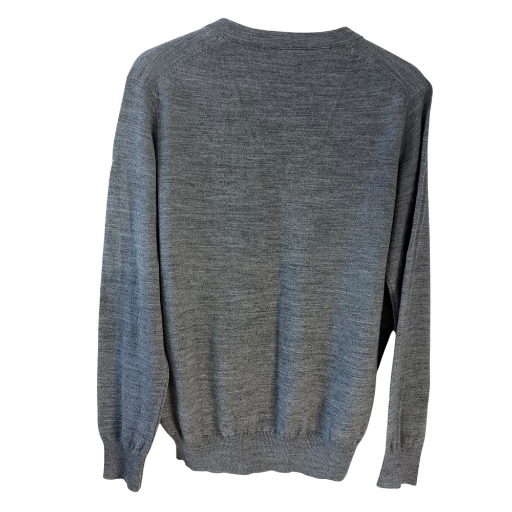 POINT ZERO COLLECTION Grey Merino Blend V-Neck Knit Sweater Large - Picture 8 of 14